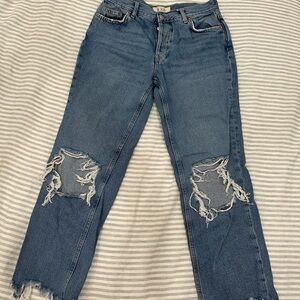 We The Free Blue Boyfriend Jeans Distressed Casual
